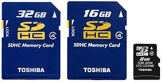 Toshiba SDHC 32 GB y 16 GB 