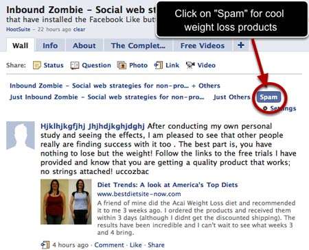 incubaweb facebook filtros spam paginas 2