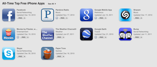 AppStore Top de aplicaciones mas descargadas