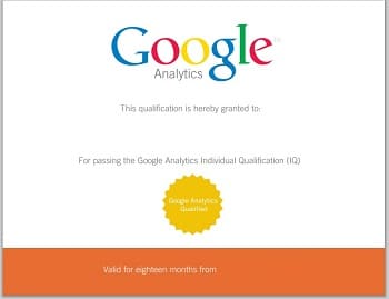 certificado de Google Analytics oficial