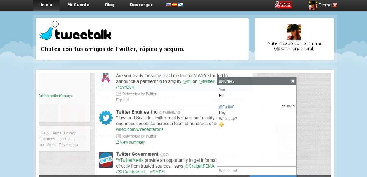 Tweetalk, el chat para Twitter