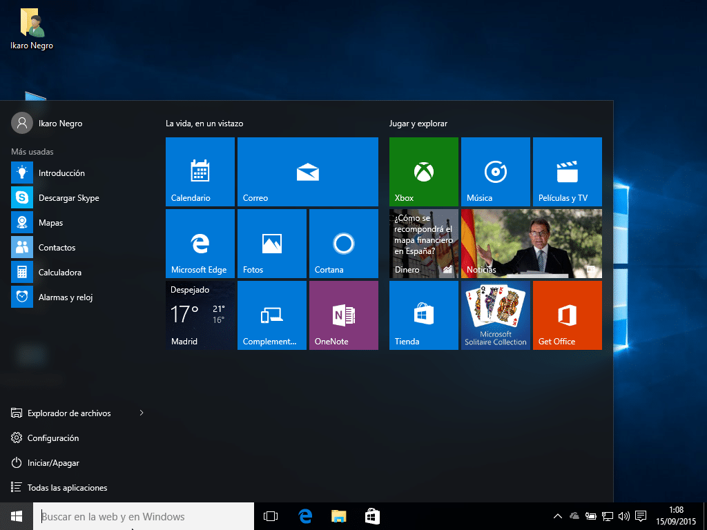 experiencia con windows 10